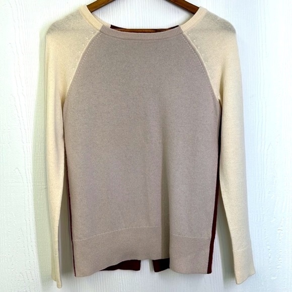 Neiman Marcus - 100% Cashmere Color Blocked Zipper Back Crewneck Sweater XS - Picture 10 of 10
